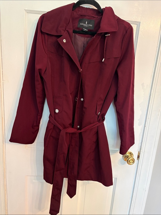 London Fog Jackets & Blazers - London Fog Women's Wine Red Trench Coat with Waist Tie